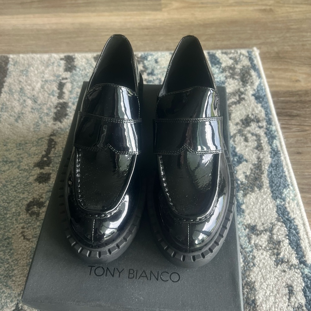 Tony Bianco Black Classic Penny Loafers